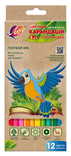 Карандаши цветные шестигранные -ZOO- 12 цв. (пластиковые) 29С 1740-08