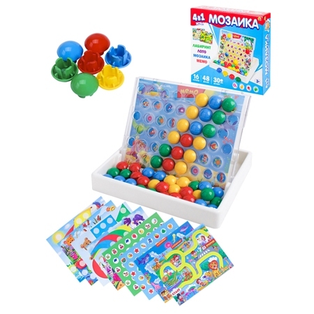 Мозайкин. Игра 4в1 (Мозаика, Мемо, Лабиринт, Лото) чемодан в коробке ( Арт. ИН-8226)